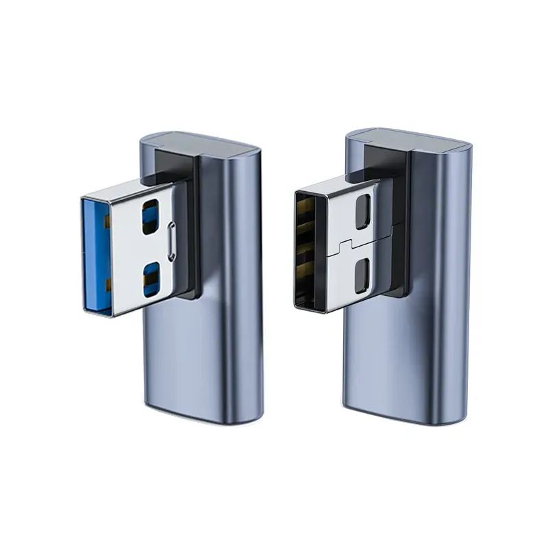 Adaptateur USB 3.1 coudé 90 degrés, USB-A mâle vers USB-A femelle, pour ordinateur portable, chargeur de voiture, batterie externe et la plupart des appareils USB 7