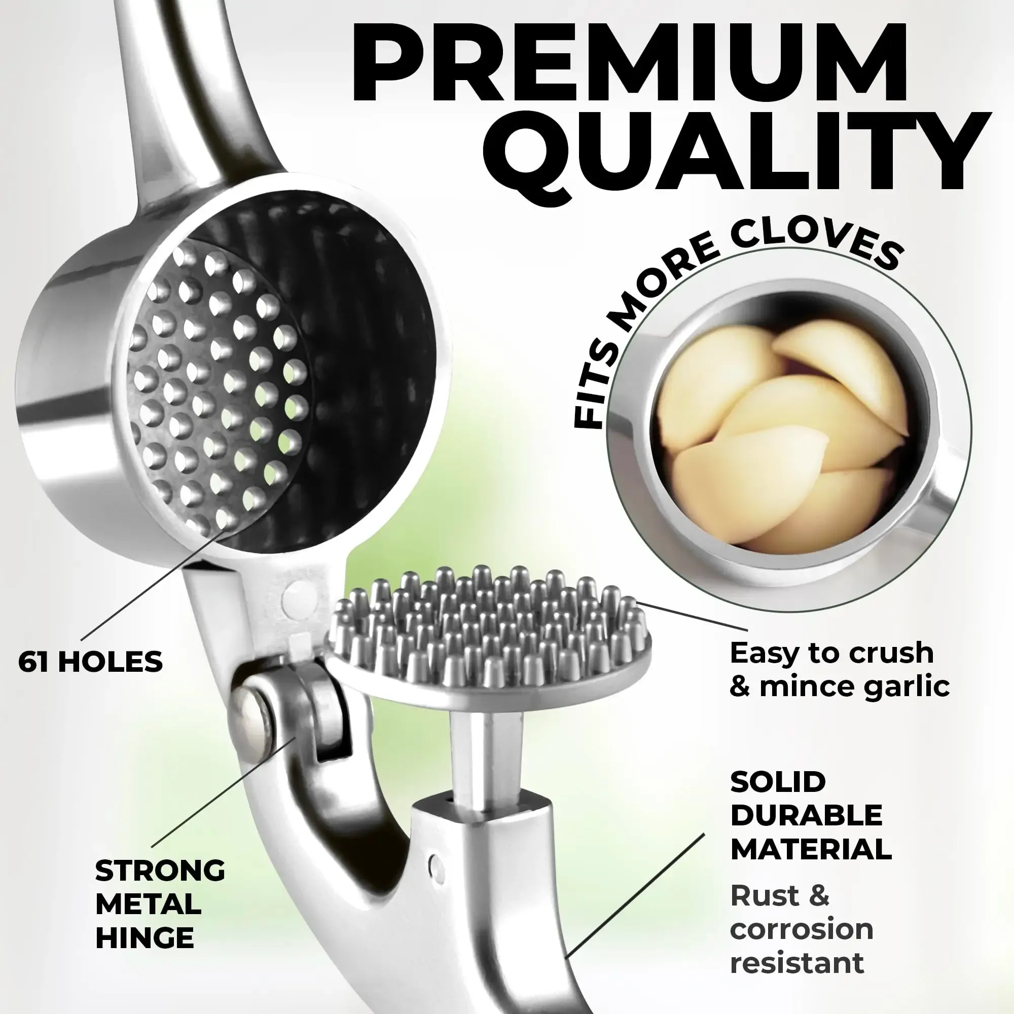 Presse-ail premium avec grand bol, antirouille et lavable au lave-vaisselle 3