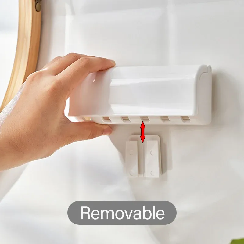 Porte-brosse à dents mural sans perçage, pour salle de bain, multi-têtes, amovible et lavable, réf. YSJ004 4