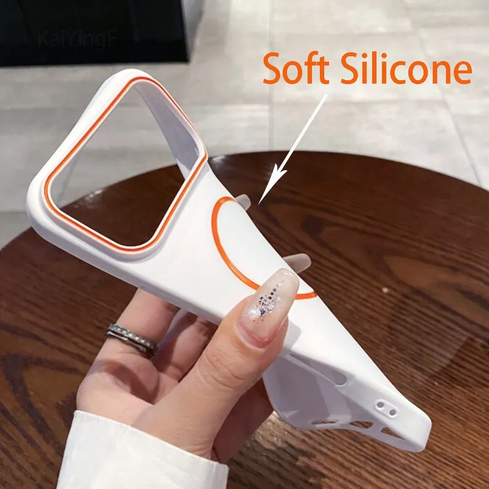 Coque en silicone de luxe compatible MagSafe pour iPhone 11 à 18 Pro Max, avec recharge magnétique sans fil 3