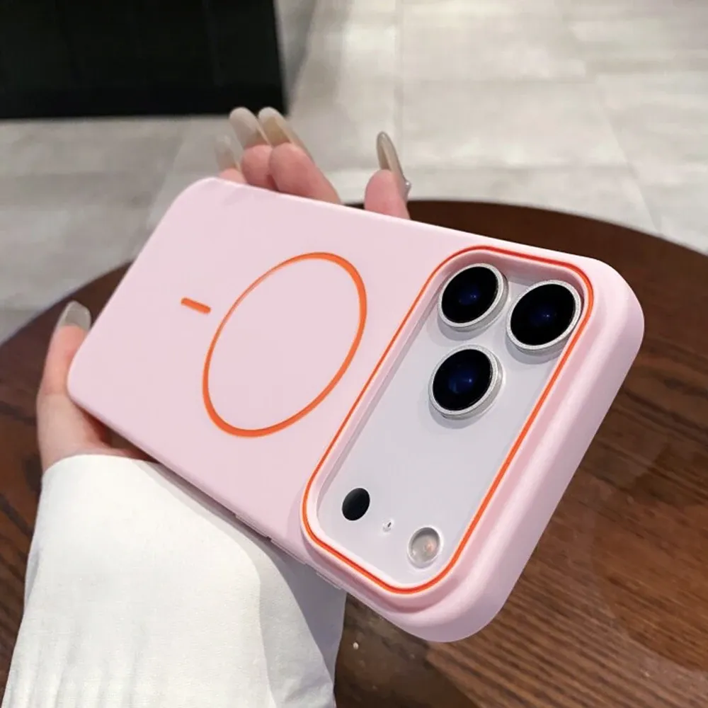 Coque en silicone de luxe compatible MagSafe pour iPhone 11 à 18 Pro Max, avec recharge magnétique sans fil 7
