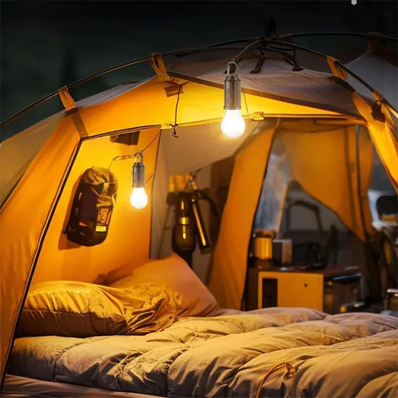 Lampe solaire de camping suspendue, vue d'ensemble