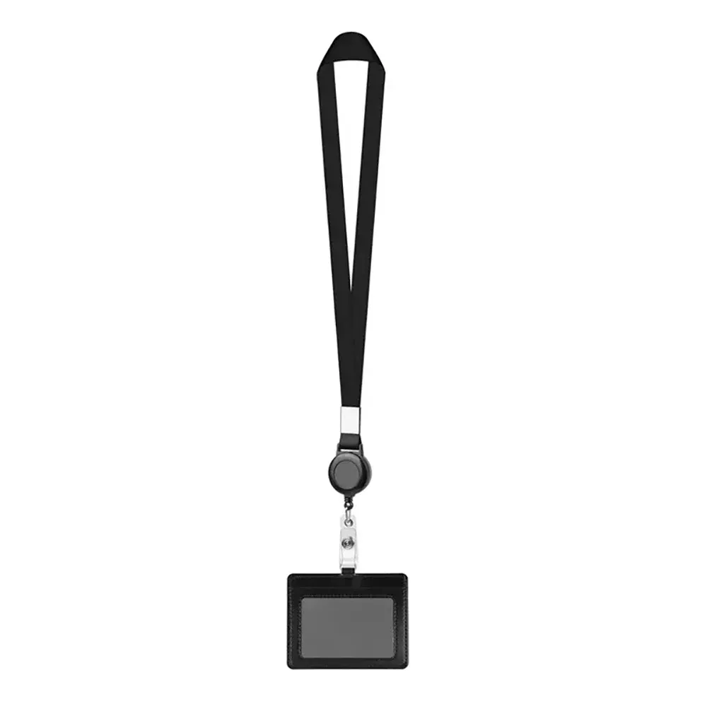 Ensemble de porte-badges tout-en-un en PU : clip à enrouleur rétractable, cordon amovible pour cartes-clés, badges du personnel et laissez-passer d'accès au bureau 2