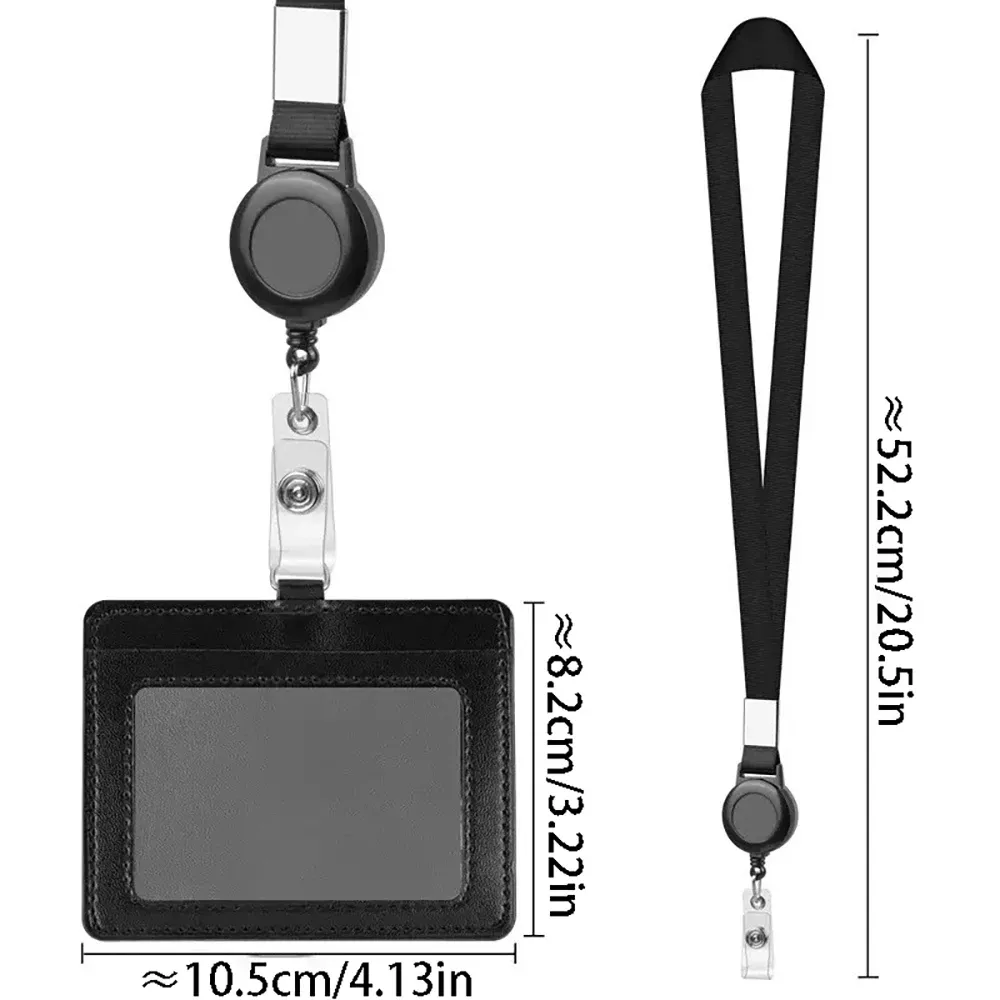 Ensemble de porte-badges tout-en-un en PU : clip à enrouleur rétractable, cordon amovible pour cartes-clés, badges du personnel et laissez-passer d'accès au bureau 6