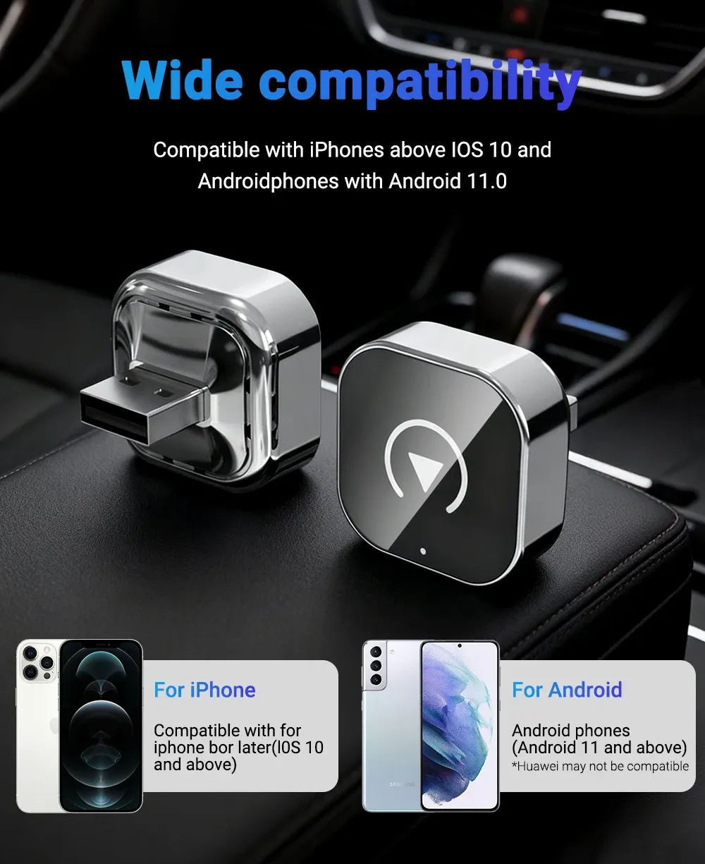 Adaptateur CarPlay sans fil, détail du boîtier