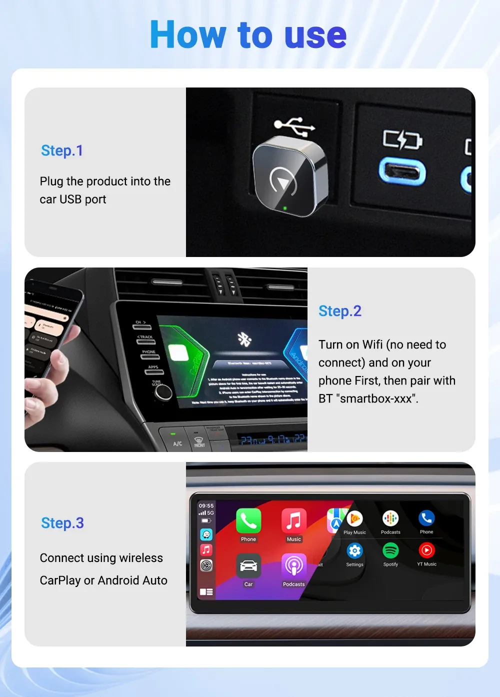 Adaptateur CarPlay sans fil, expérience de conduite
