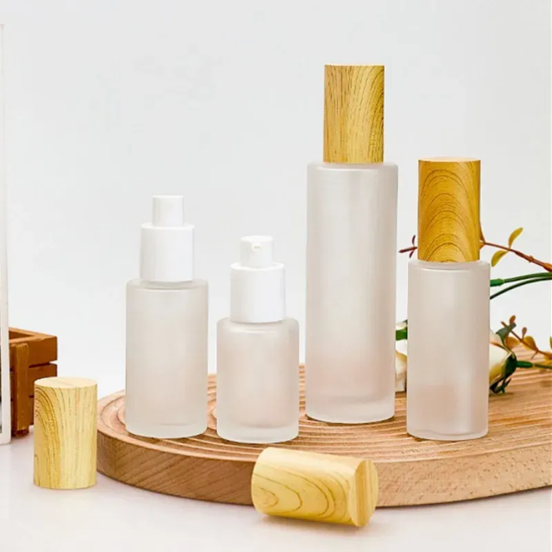 Pulvérisateur rechargeable en bois et verre dépoli, brumisateur fin pour cosmétiques, 20 ml, 30 ml, 50 ml, 100 ml - Image 1