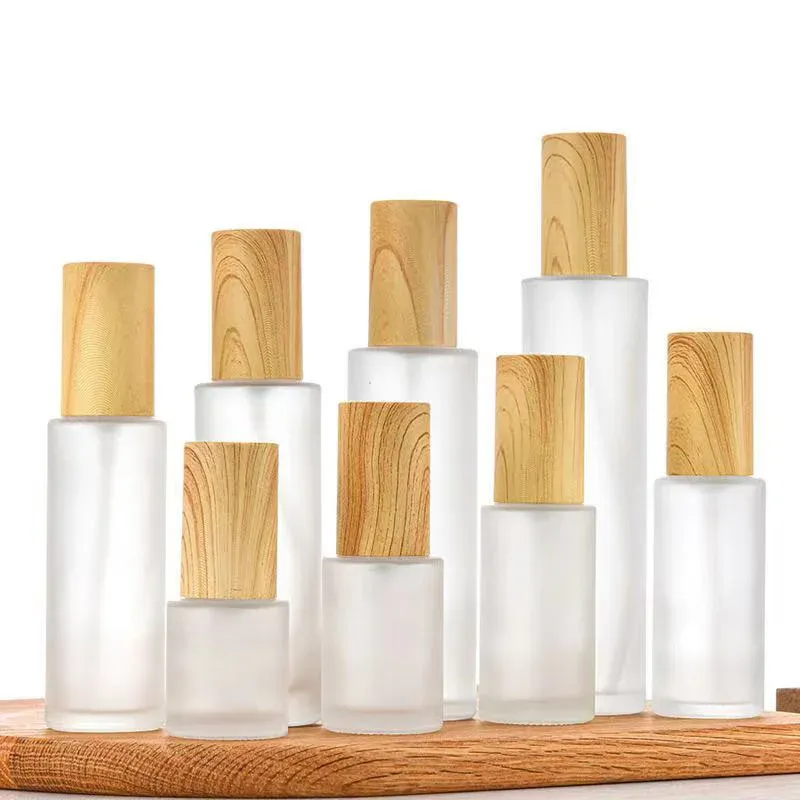 Pulvérisateur rechargeable en bois et verre dépoli, brumisateur fin pour cosmétiques, 20 ml, 30 ml, 50 ml, 100 ml 2
