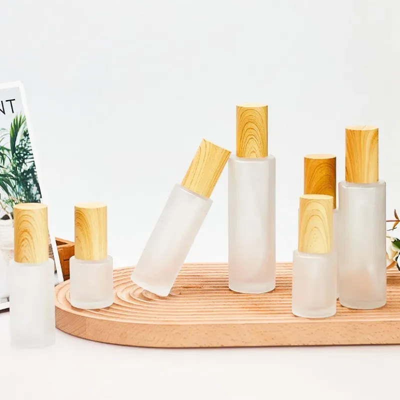 Pulvérisateur rechargeable en bois et verre dépoli, brumisateur fin pour cosmétiques, 20 ml, 30 ml, 50 ml, 100 ml 3