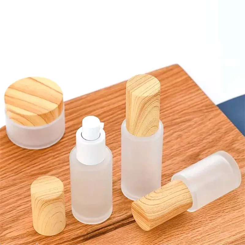 Pulvérisateur rechargeable en bois et verre dépoli, brumisateur fin pour cosmétiques, 20 ml, 30 ml, 50 ml, 100 ml 4