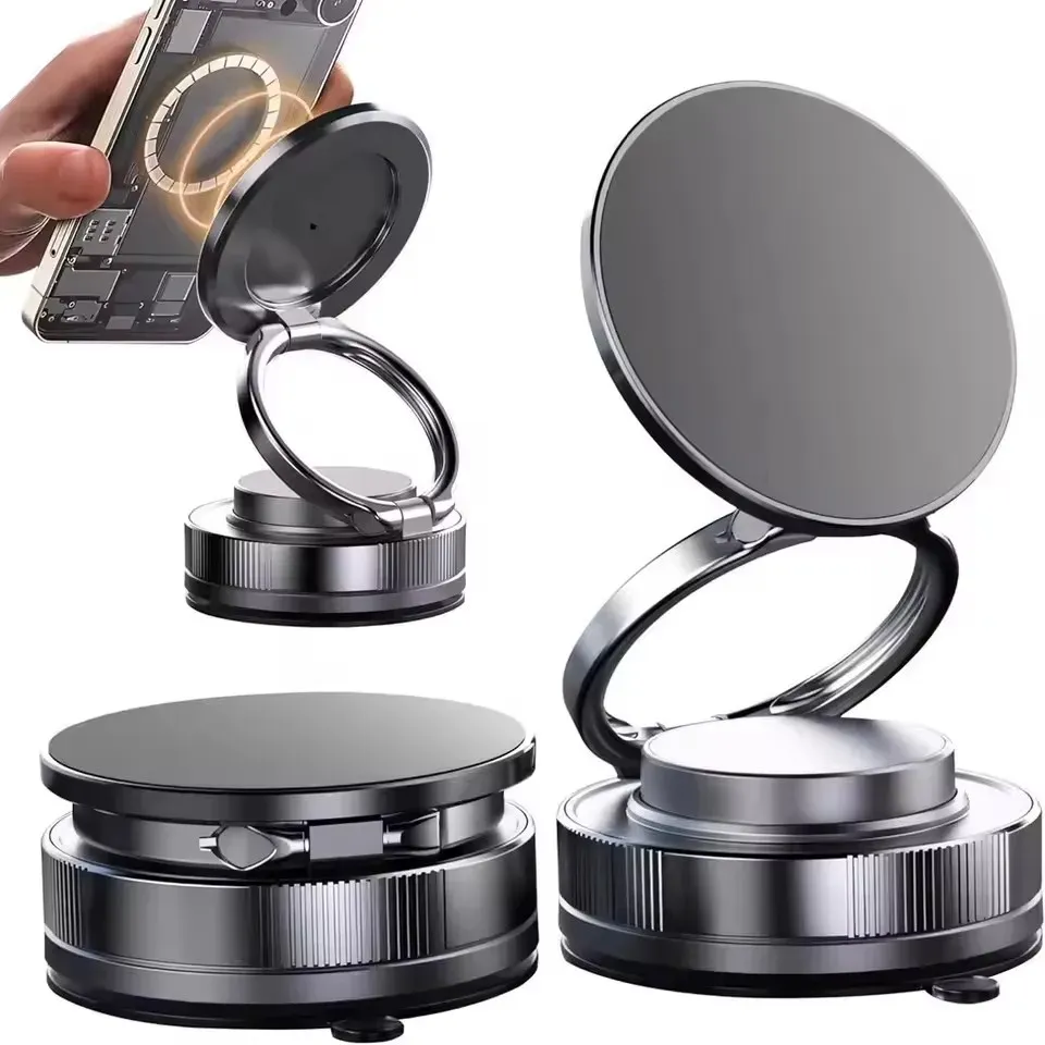 Support magnétique pliable pour téléphone portable de voiture, rotation à 360°, fixation par ventouse sur pare-brise et tableau de bord