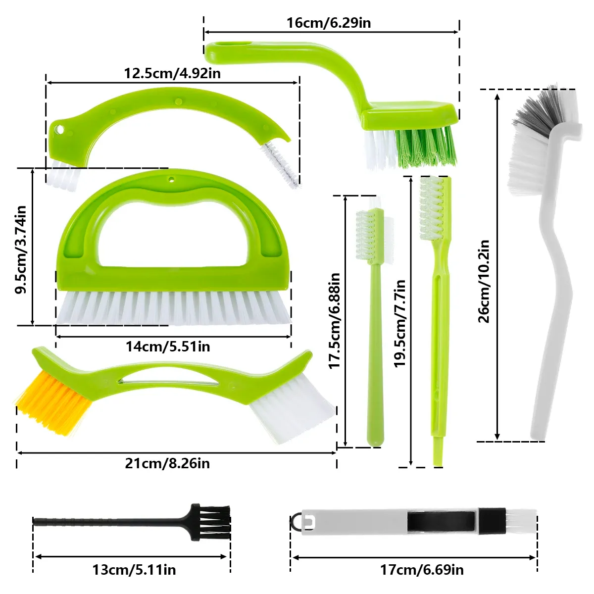 Ensemble de 9 brosses de nettoyage pour joints, brosse manuelle polyvalente, nettoyage en profondeur, brosse de récurage réutilisable pour joints de carrelage 4