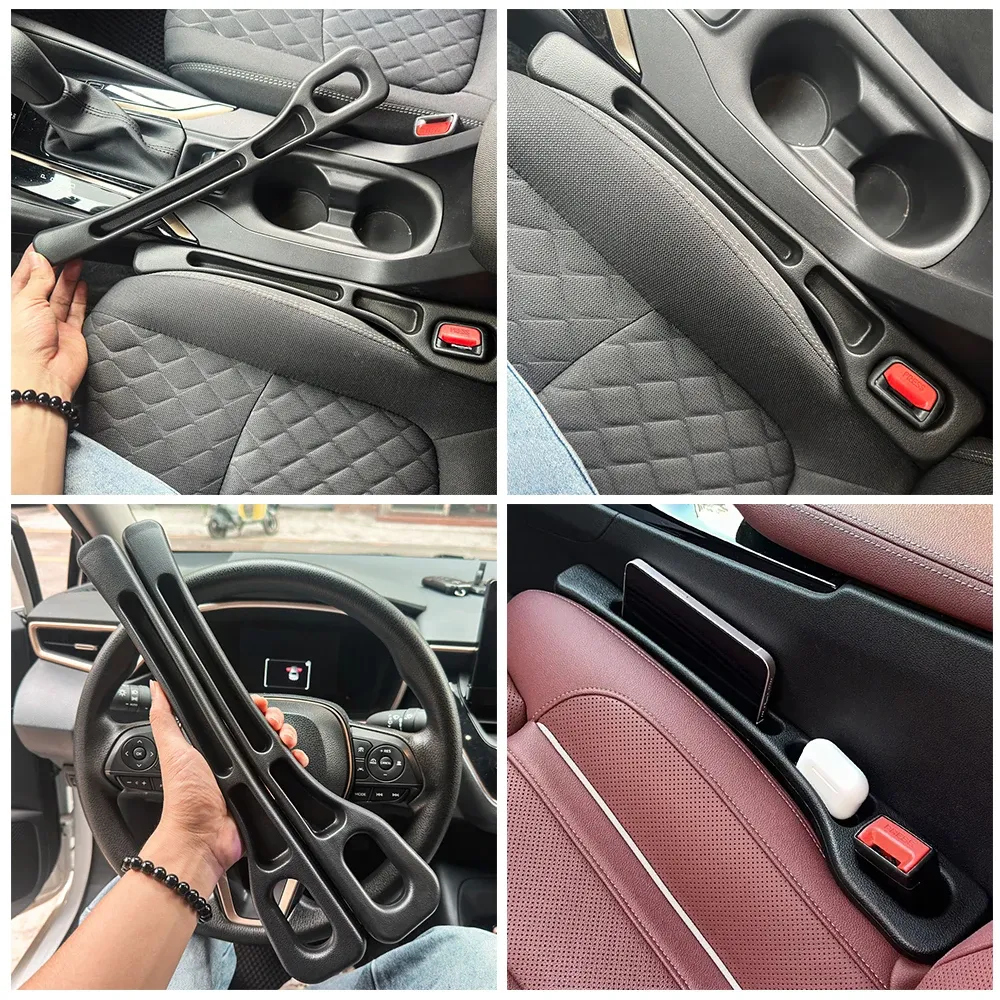 Lot de 2 comblants d'espace pour siège de voiture à double fente, accessoires d'intérieur auto, coussin de rangement pour téléphone et clés