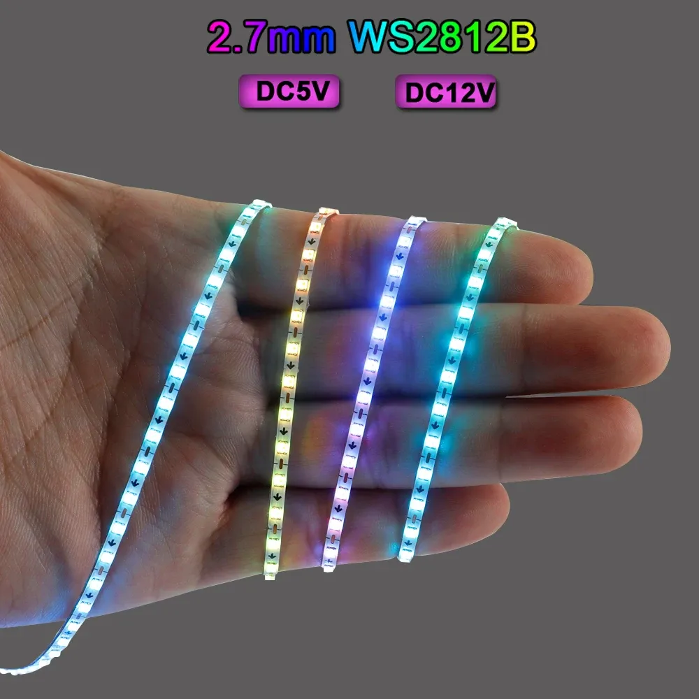 Ruban LED RGBIC ultra fin, 2,7 mm, 160 LED/m, adressable individuellement, Dreamcolor, DC 5 V/12 V