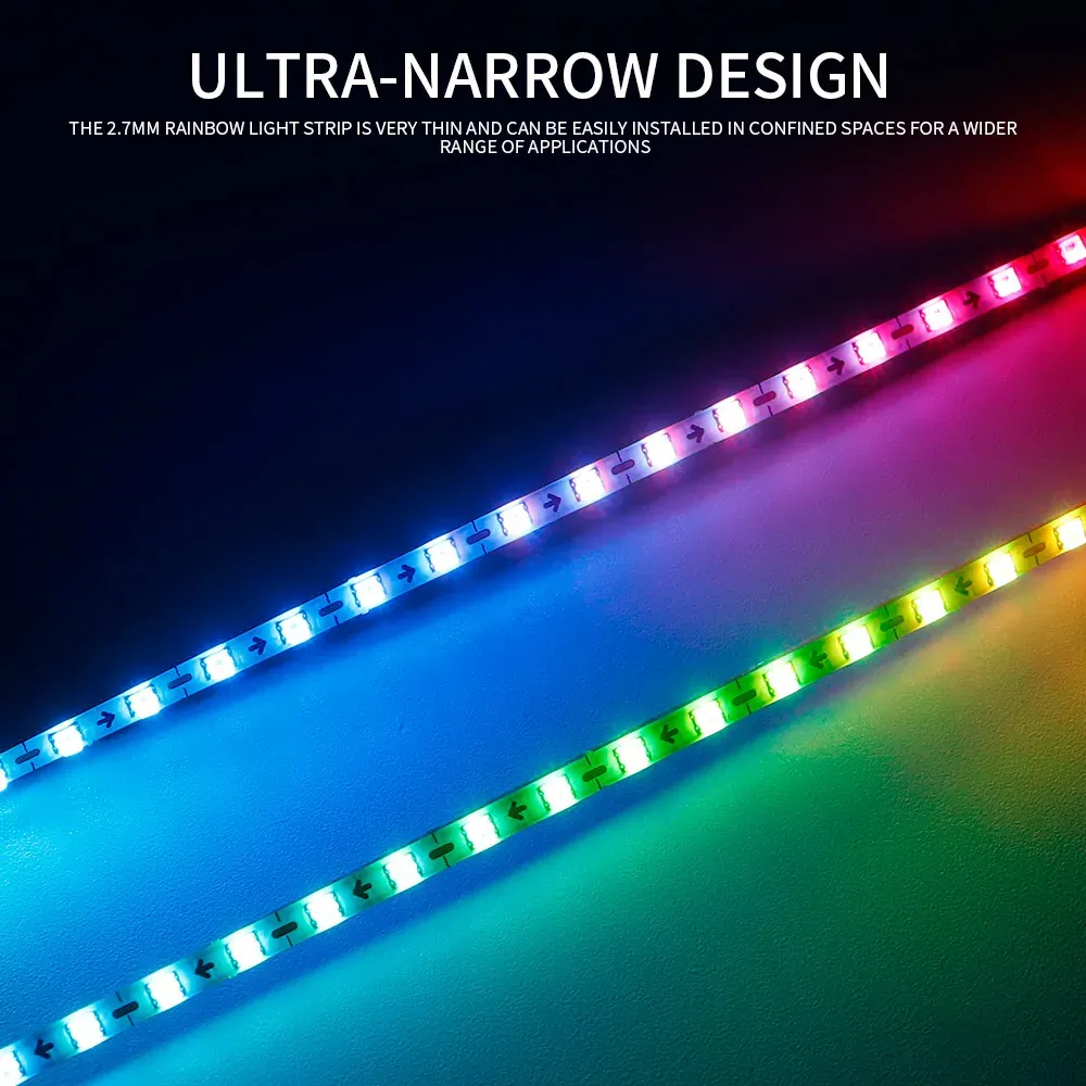 Ruban LED RGBIC ultra fin, 2,7 mm, 160 LED/m, adressable individuellement, Dreamcolor, DC 5 V/12 V 5