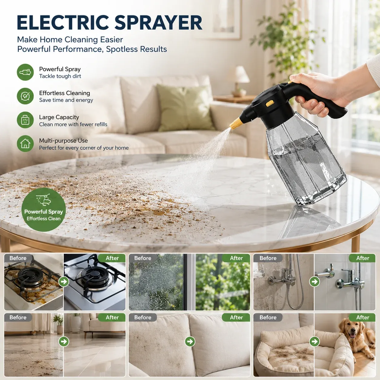 Pulvérisateur électrique sans fil rechargeable, vue d'ensemble