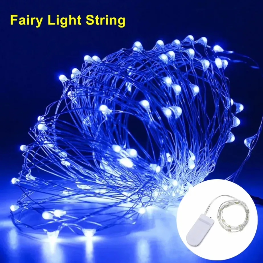 Guirlande lumineuse LED à pile sur fil de cuivre, 5 m (1 m d'éclairage), décor de fête, mariage et Noël pour intérieur - Image 1