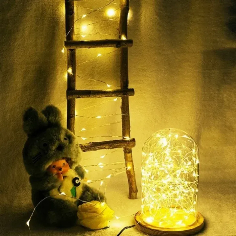 Guirlande lumineuse LED à pile sur fil de cuivre, 5 m (1 m d'éclairage), décor de fête, mariage et Noël pour intérieur 3