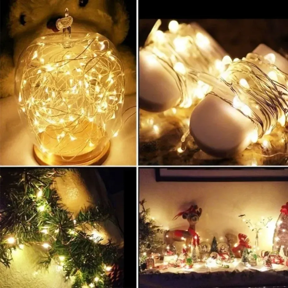 Guirlande lumineuse LED à pile sur fil de cuivre, 5 m (1 m d'éclairage), décor de fête, mariage et Noël pour intérieur 5