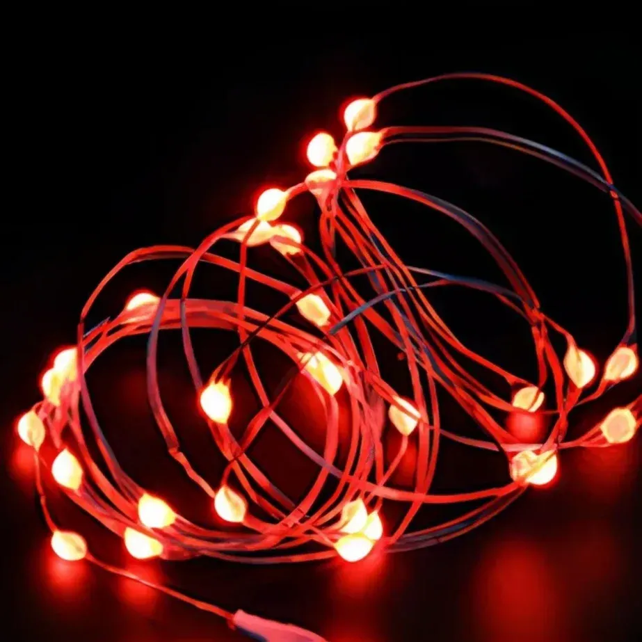 Guirlande lumineuse LED à pile sur fil de cuivre, 5 m (1 m d'éclairage), décor de fête, mariage et Noël pour intérieur 8