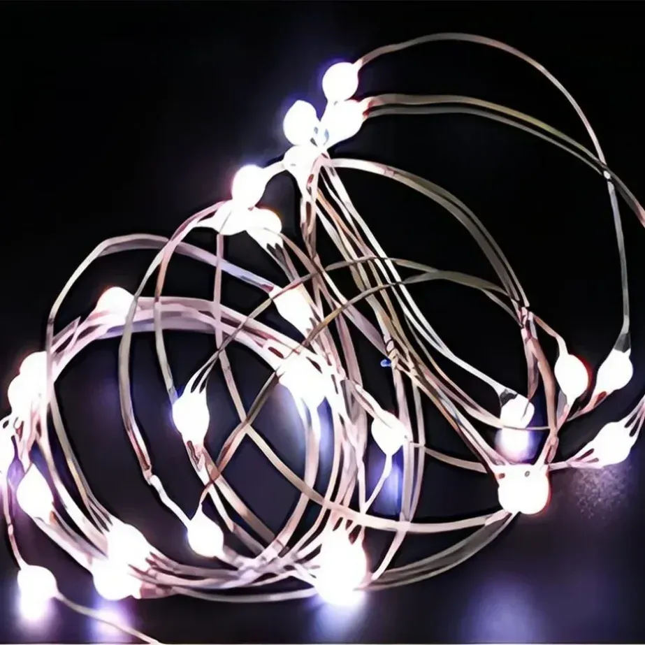 Guirlande lumineuse LED à pile sur fil de cuivre, 5 m (1 m d'éclairage), décor de fête, mariage et Noël pour intérieur 9