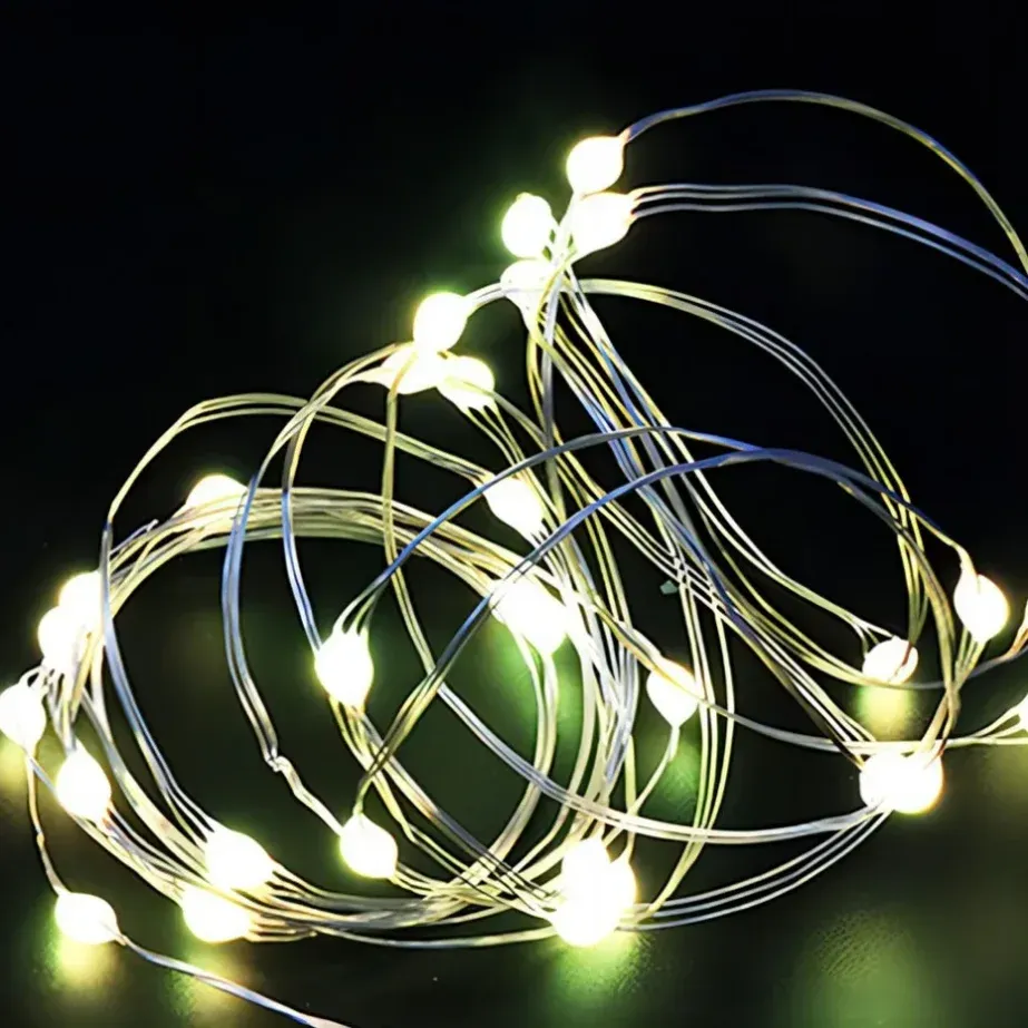 Guirlande lumineuse LED à pile sur fil de cuivre, 5 m (1 m d'éclairage), décor de fête, mariage et Noël pour intérieur 11