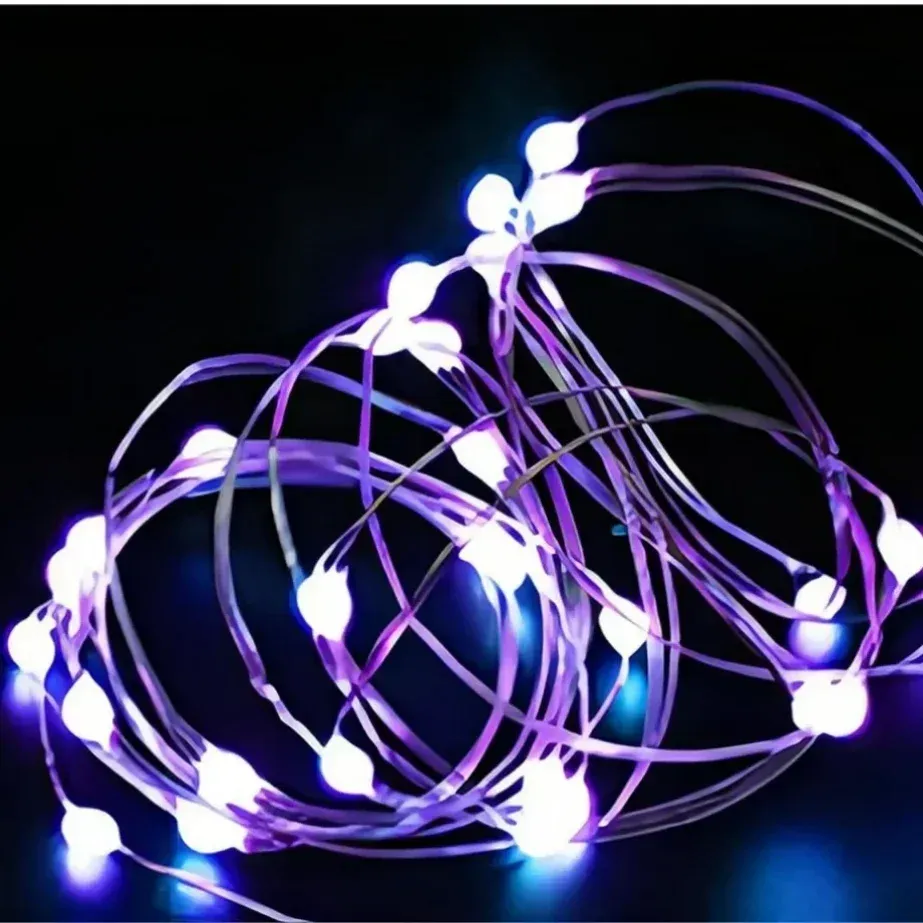 Guirlande lumineuse LED à pile sur fil de cuivre, 5 m (1 m d'éclairage), décor de fête, mariage et Noël pour intérieur 13