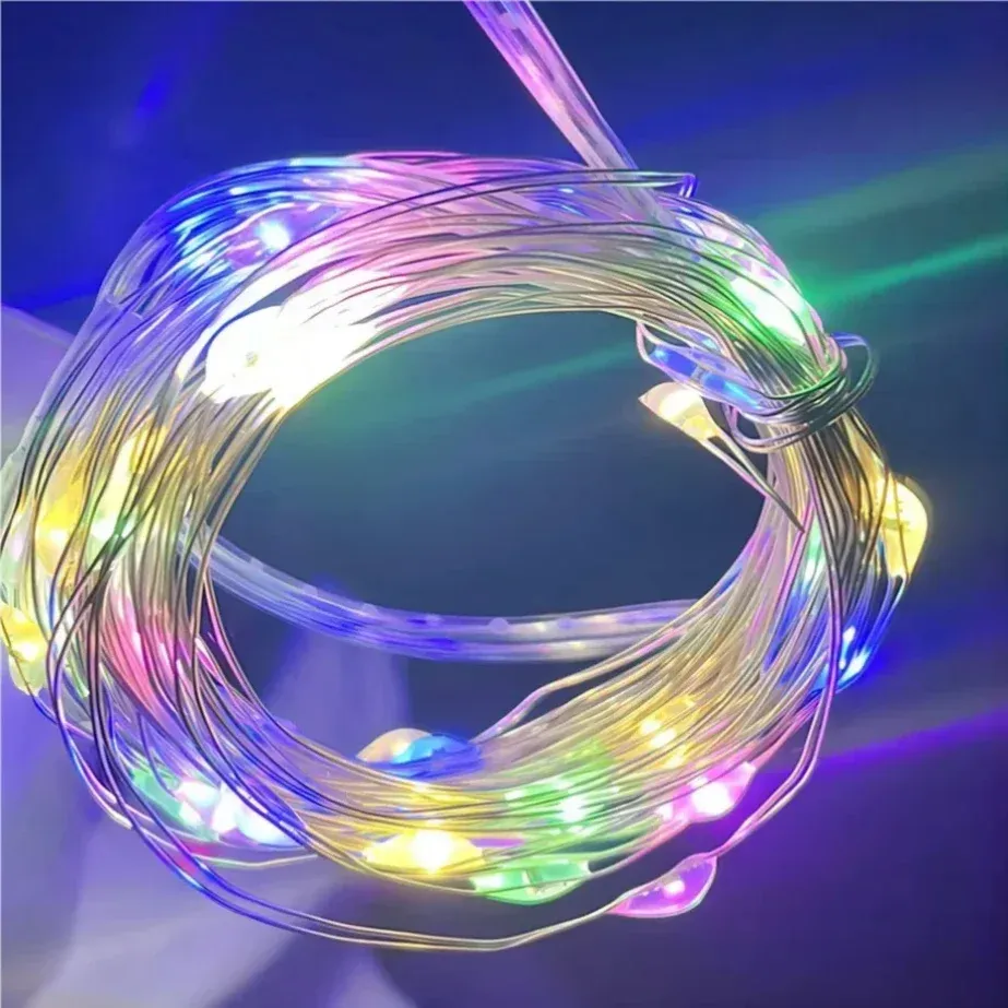 Guirlande lumineuse LED à pile sur fil de cuivre, 5 m (1 m d'éclairage), décor de fête, mariage et Noël pour intérieur 14