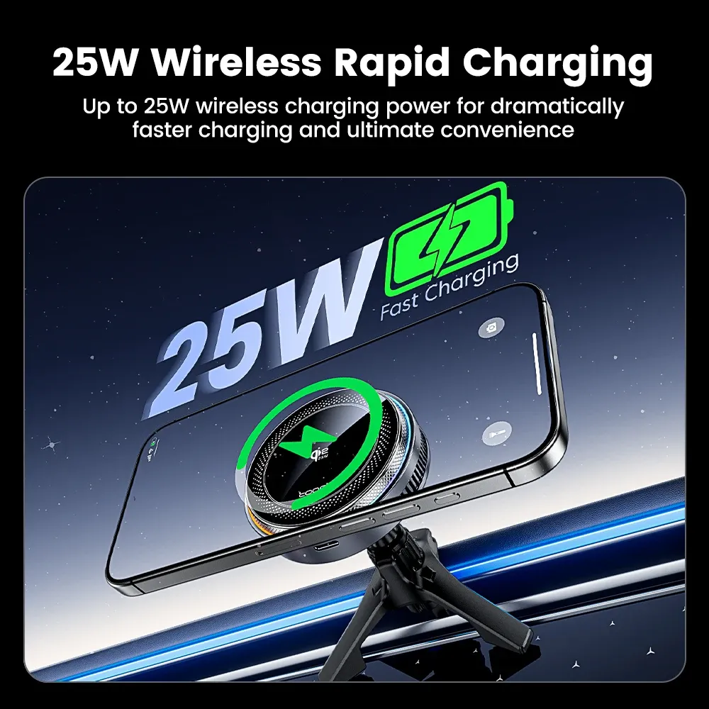 Support magnétique pour voiture Toocki Qi2.2 25 W avec chargeur sans fil et refroidissement TEC, compatible iPhone 15 à 17, Samsung S25/S26 et MagSafe 3