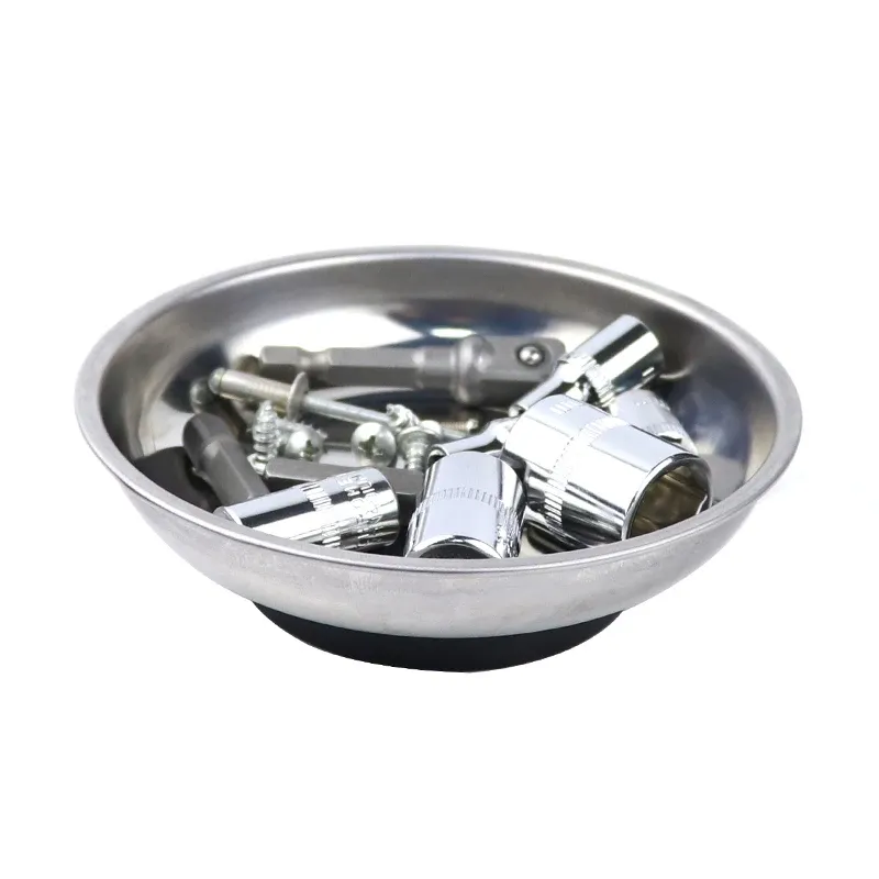 Plateau magnétique circulaire 3/4"/6", pièces magnétiques, bol, plateau de rangement de vis, plateau à outils en acier inoxydable pour outils à ventouse automatique 4