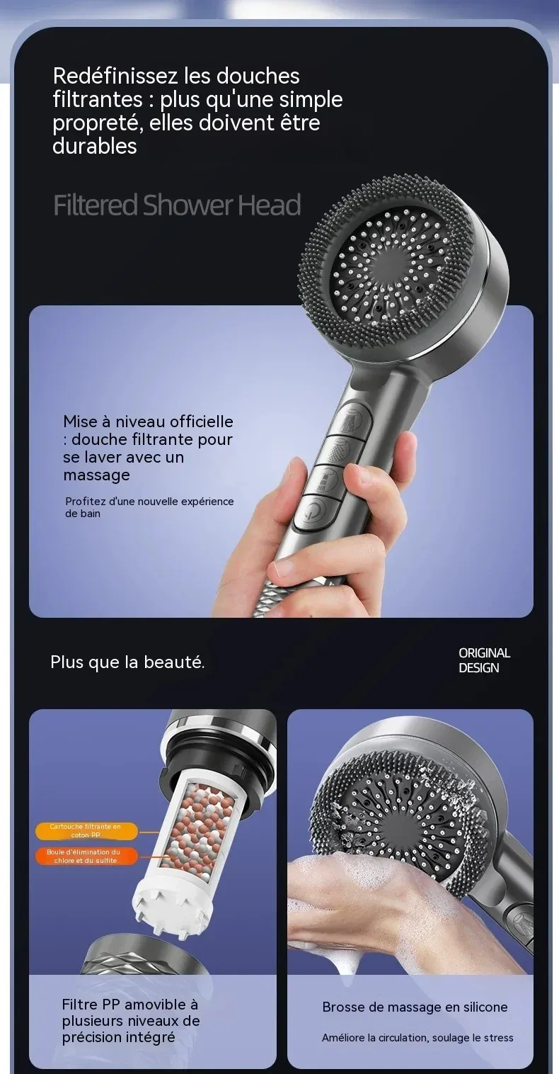 Pommeau de douche autonettoyant, design et finition