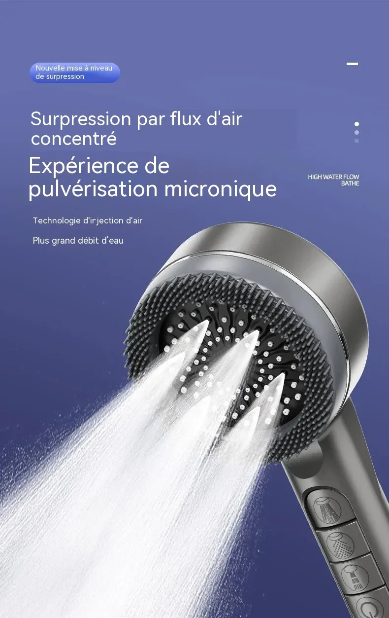 Pommeau de douche, détail du jet