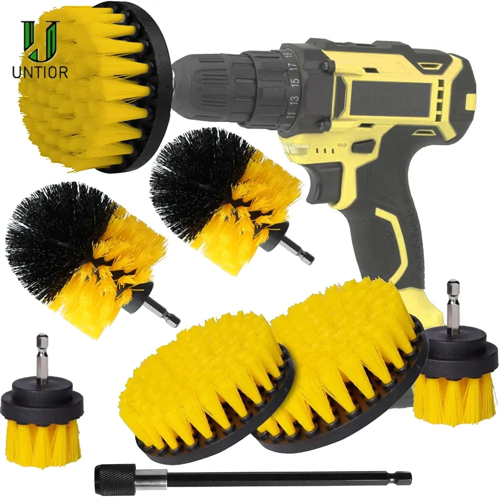 Ensemble de brosses rondes en plastique pour perceuse, idéal pour le nettoyage des pneus et de la salle de bains - Image 1