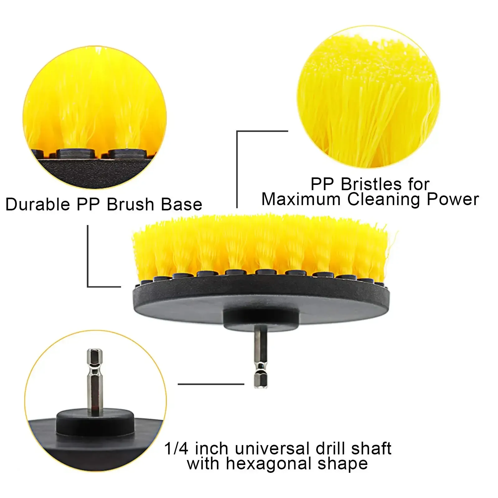 Ensemble de brosses rondes en plastique pour perceuse, idéal pour le nettoyage des pneus et de la salle de bains 2