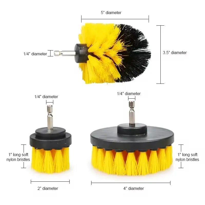 Ensemble de brosses rondes en plastique pour perceuse, idéal pour le nettoyage des pneus et de la salle de bains 12