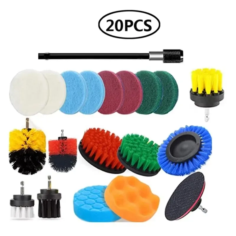 Ensemble de brosses rondes en plastique pour perceuse, idéal pour le nettoyage des pneus et de la salle de bains 16