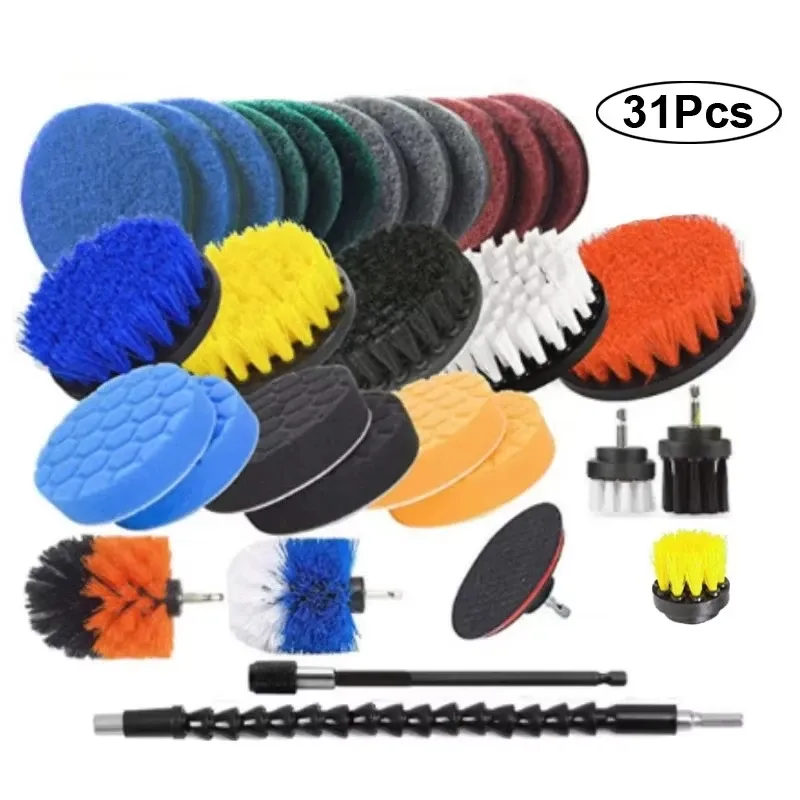 Ensemble de brosses rondes en plastique pour perceuse, idéal pour le nettoyage des pneus et de la salle de bains 21