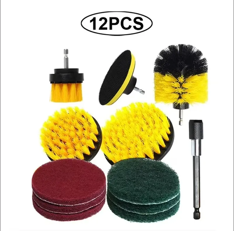 Ensemble de brosses rondes en plastique pour perceuse, idéal pour le nettoyage des pneus et de la salle de bains 19
