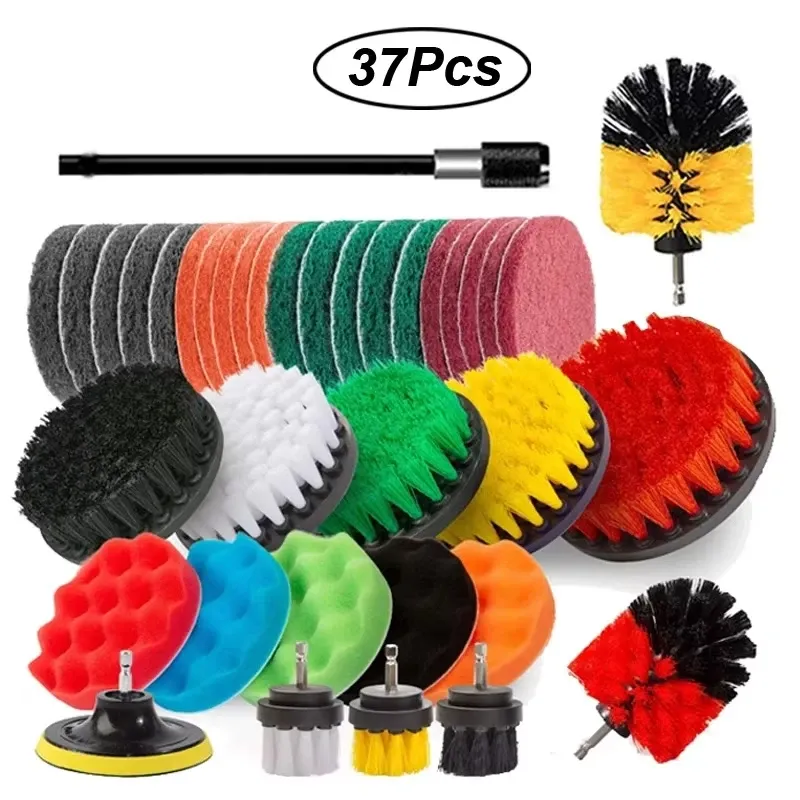 Ensemble de brosses rondes en plastique pour perceuse, idéal pour le nettoyage des pneus et de la salle de bains 23
