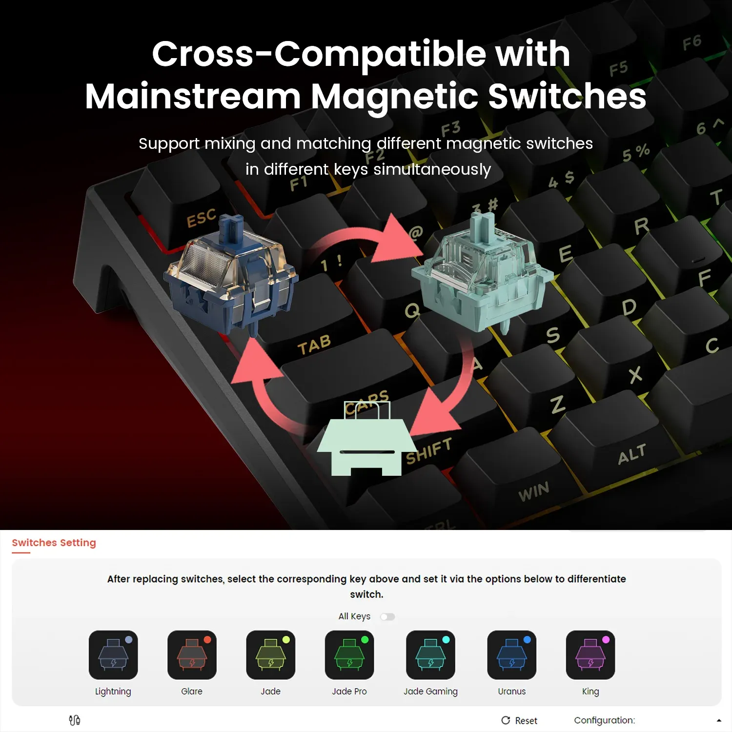 AKKO TAC75 HE Clavier magnétique 75 % à effet Hall, déclenchement rapide 0,005 mm, 8K, RGB, filaire, clavier gaming personnalisable pour gamers 4