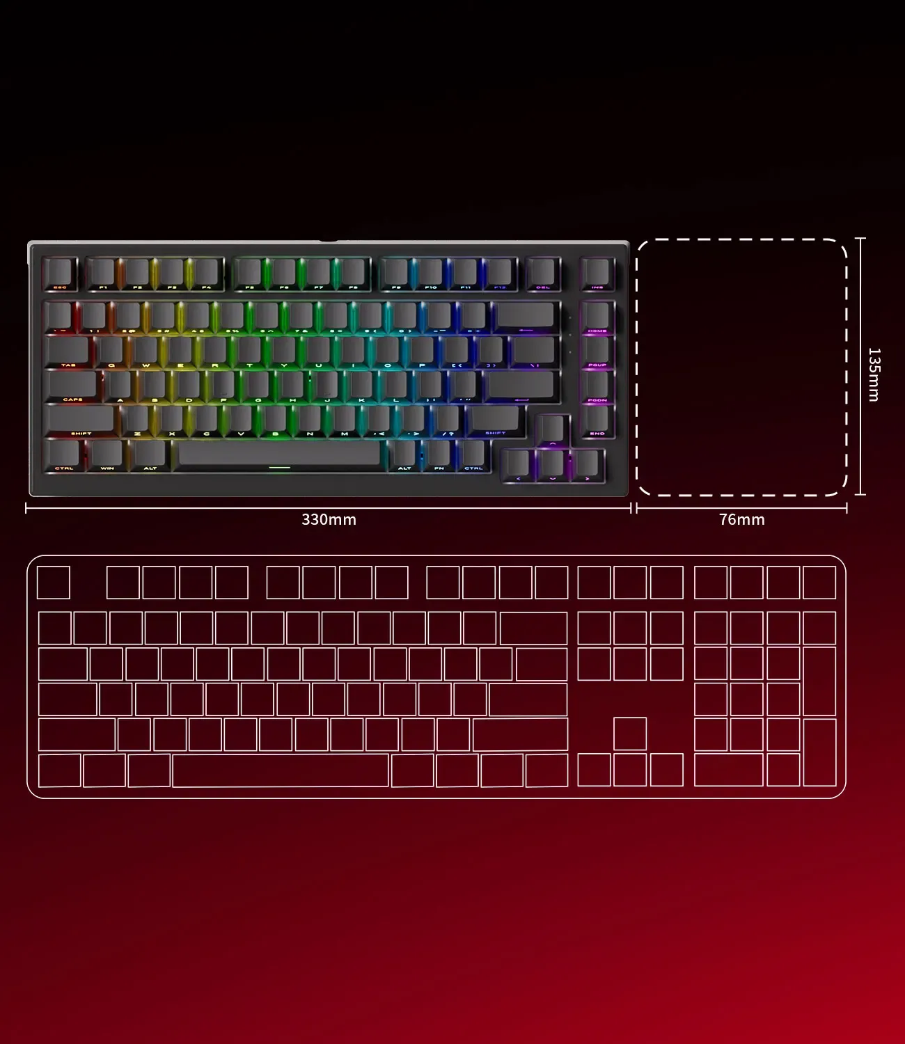 Vue détaillée du clavier AKKO TAC75 HE