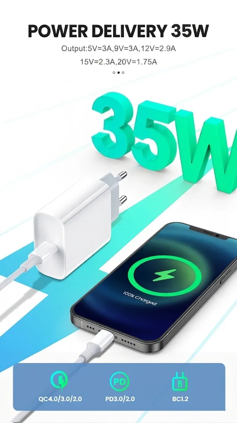 Chargeur Apple Original Type-C, vue de face