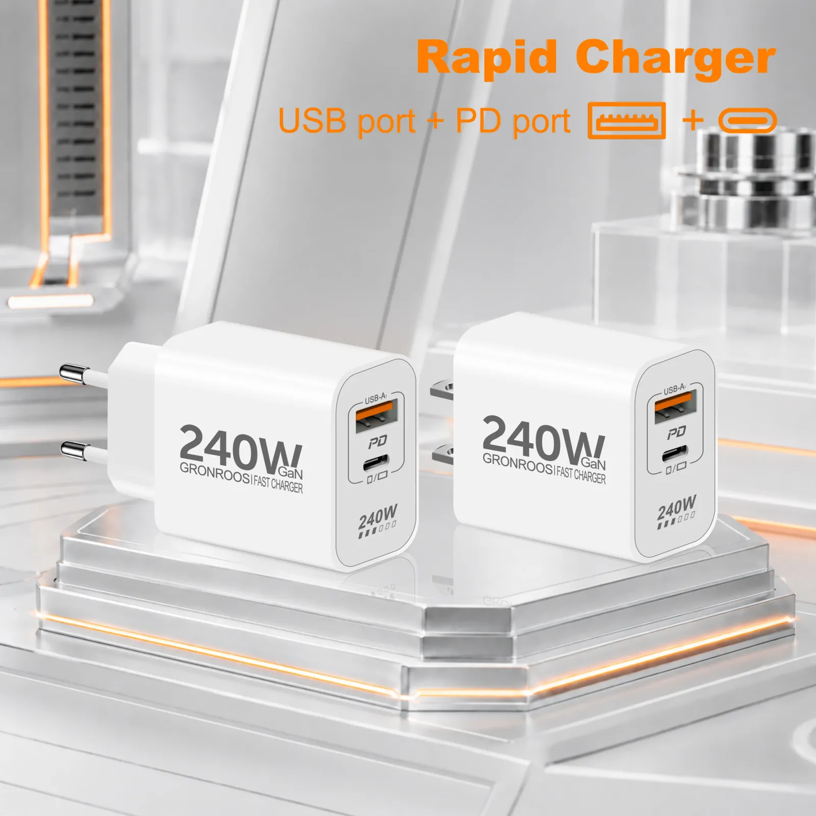 Détail du chargeur USB-C GaN