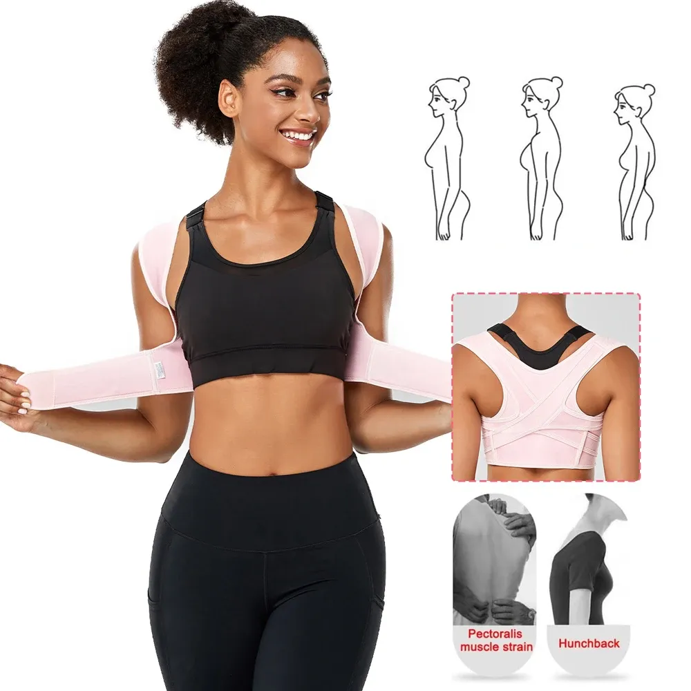 Correcteur de posture réglable pour le haut du dos, respirant, soulagement des douleurs au cou, aux épaules, à la clavicule et aux lombaires 2