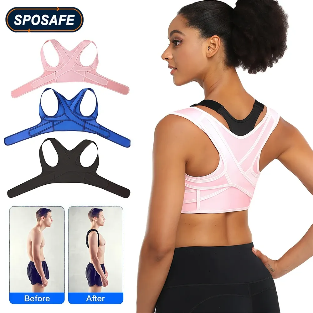 Correcteur de posture réglable pour le haut du dos, respirant, soulagement des douleurs au cou, aux épaules, à la clavicule et aux lombaires - Image 1