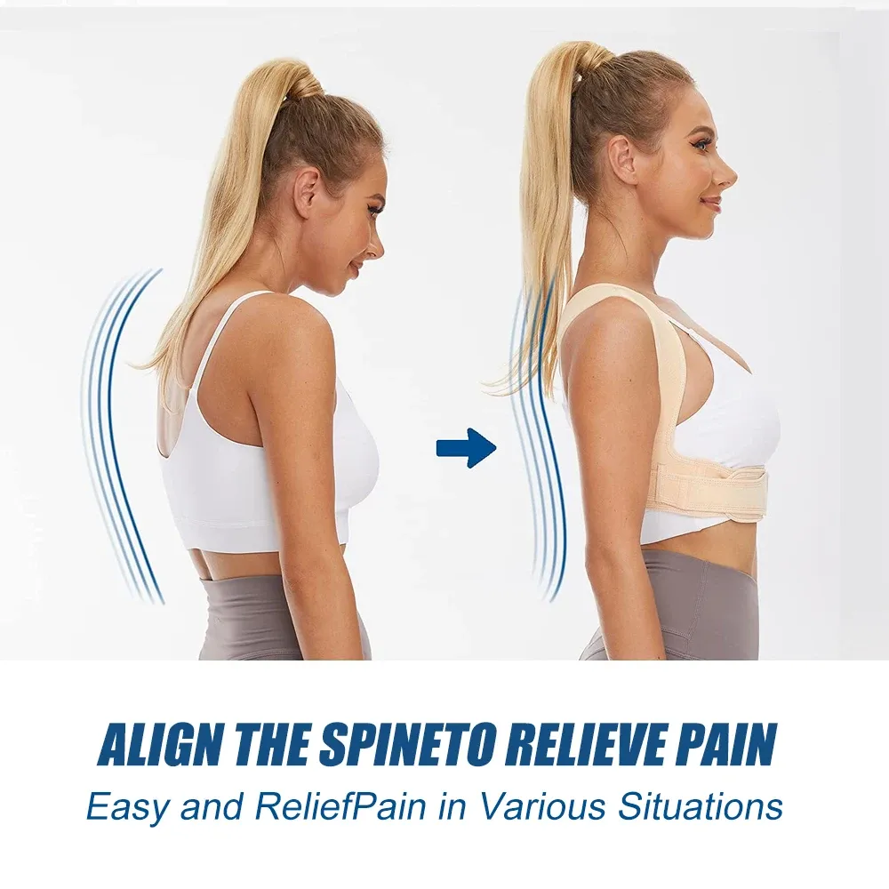Correcteur de posture réglable pour le haut du dos, respirant, soulagement des douleurs au cou, aux épaules, à la clavicule et aux lombaires 5