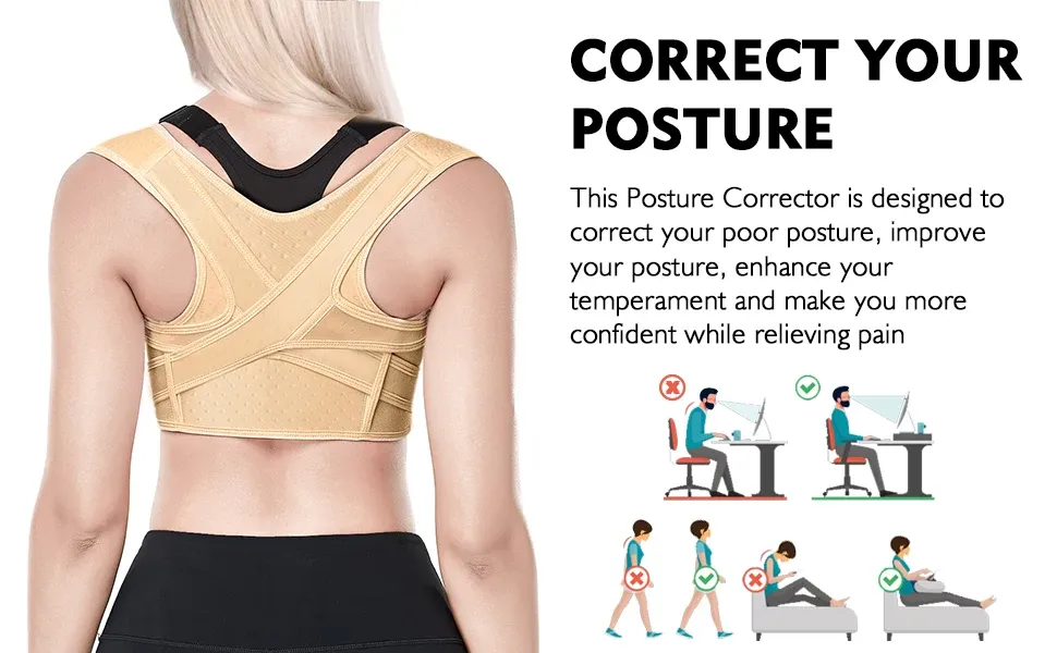 Correcteur de posture réglable porté au quotidien