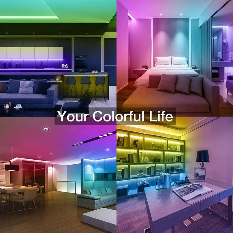 Ruban LED RVB flexible avec batterie USB 5 V et télécommande infrarouge, pour chambre, maison et rétroéclairage TV 6