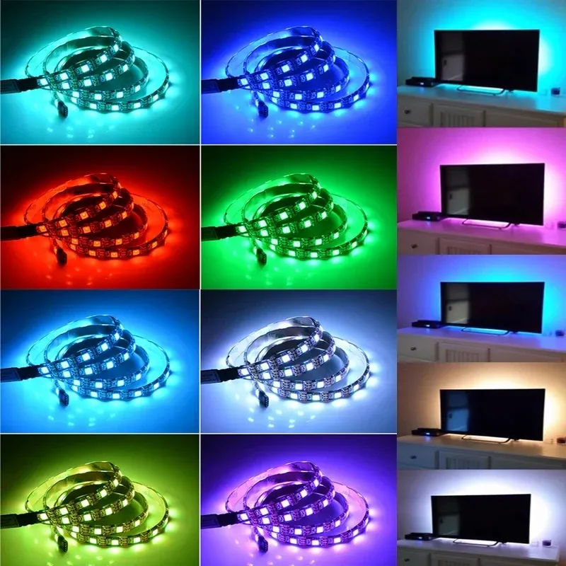 Ruban LED RVB affichant une palette de couleurs vives