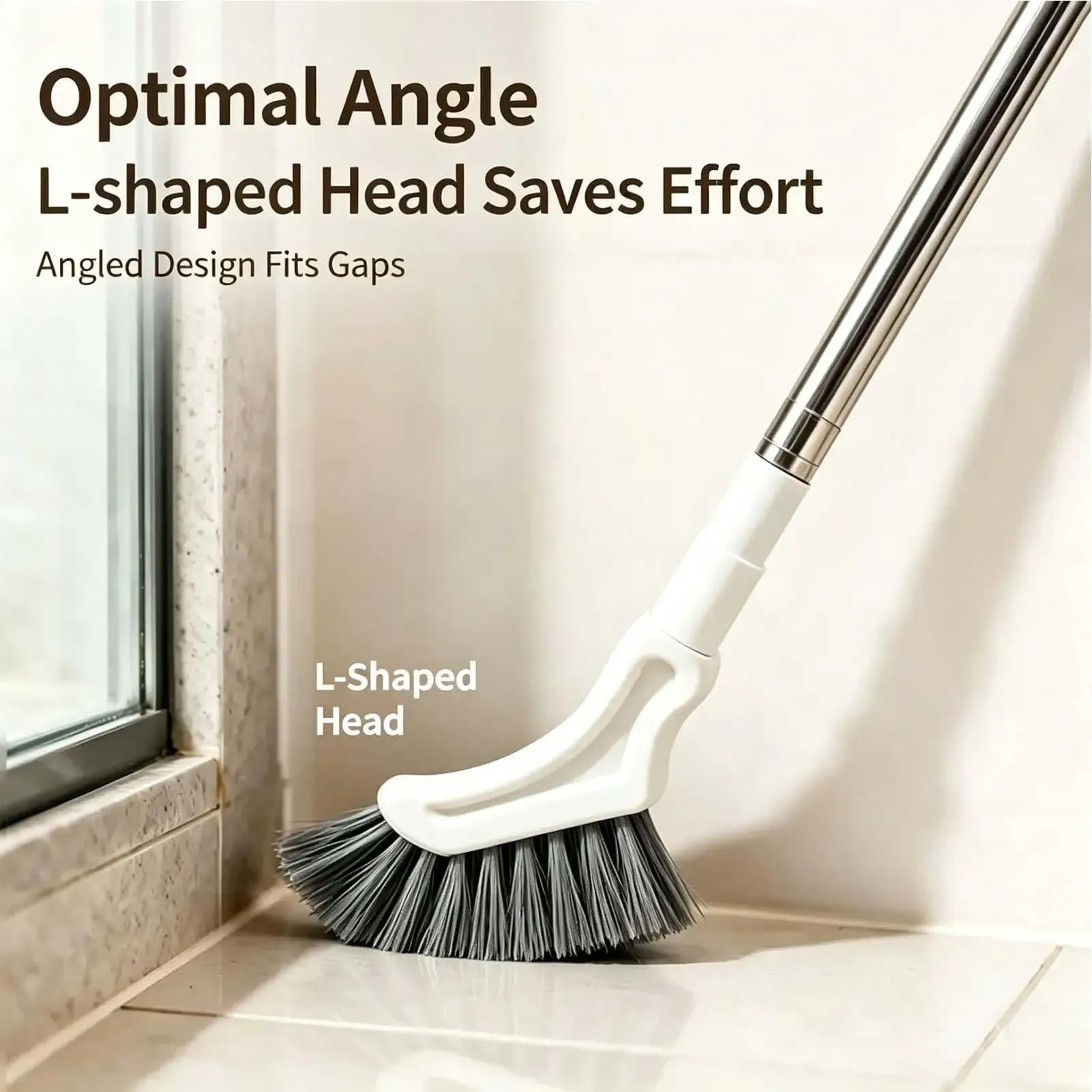 Brosse à joints à poils durs, anti-dérapante, à long manche, à suspendre, pour carrelage, sol, cuisine et salle de bain 5